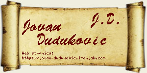 Jovan Duduković vizit kartica